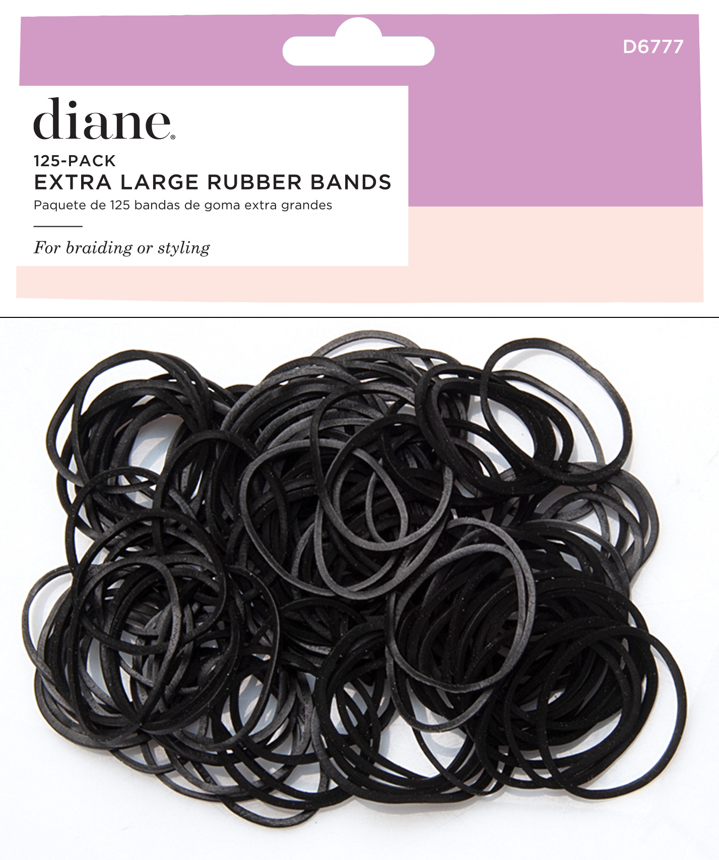Diane D6777 XL RUBBER BANDS BLK 125PK UPC # 824703027696